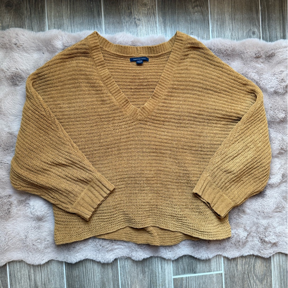 American Eagle mustard yellow sweater, size XL